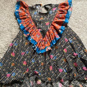 Generation Flo Pakistani kurta size 12 Black Orange Blue Floral Pattern